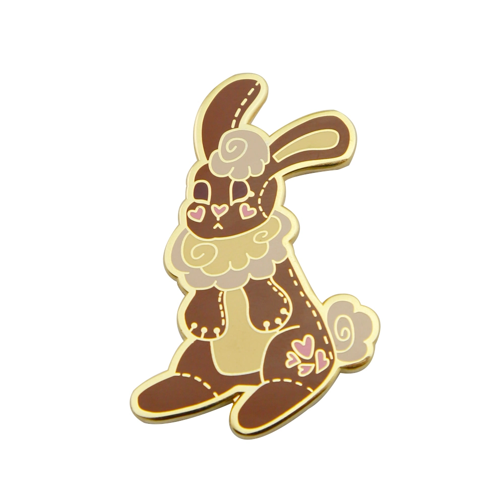 Factory Custom Cute Fashion Rapper Cartoon Metal Enamel Brooch Rabbit Lapel Pins