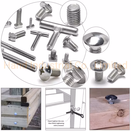 Testa a fungo Phillips M3 M6 in acciaio inossidabile 18-8 all'ingrosso SS304 Bullone a testa tonda con testa ovale zigrinata M8